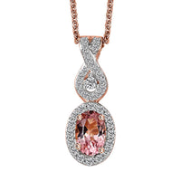 Premium Blush Tourmaline and Moissanite 0.75 ctw Infinity Love Pendant Necklace in 18K Vermeil Rose Gold Over Sterling Silver 20 Inches