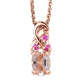 Premium Marropino Morganite and Madagascar Pink Sapphire 0.65 ctw Bougainvillea Flower Pendant Necklace in 18K Vermeil Rose Gold Over Sterling Silver 20 Inches - Sticky add to cart bar