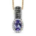 Tanzanite and Multi Gemstone 1.40 ctw Peacock Feather Pendant Necklace in 18K Vermeil Yellow Gold Over Sterling Silver 20 Inches - Sticky add to cart bar