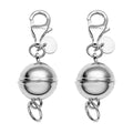 Set of 2 Rhodium Over Sterling Silver 9mm Round Magnetic Lock with Lobster Clasp (2.50 g) - Sticky add to cart bar