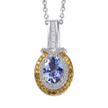 Tanzanite, Yellow Diamond (IR), White Diamond (0.30 cts) Pendant Necklace (20 Inches) in Rhodium Over Sterling Silver 1.10 ctw - Sticky add to cart bar