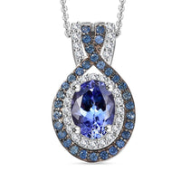 TLV Tanzanite, Multi Gemstone Pendant Necklace (20 Inches) in Rhodium Over Sterling Silver 1.90 ctw