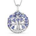 Tanzanite 2.60 ctw Tree of Life Pendant Necklace in Rhodium Over Sterling Silver 20 Inches - Sticky add to cart bar