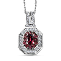 Ofiki Rubellite and Moissanite 1.50 ctw Pendant Necklace in Rhodium Over Sterling Silver 20 Inches