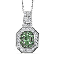 Ofiki Rubellite and Moissanite 1.50 ctw Pendant Necklace in Rhodium Over Sterling Silver 20 Inches