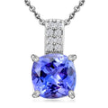 Tanzanite and White Zircon Bridal Pendant Necklace 18 Inches in Rhodium Over Sterling Silver 1.70 ctw - Sticky add to cart bar