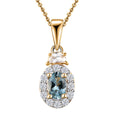 Santa Maria Aquamarine and White Zircon 0.90 ctw Half Moon Pendant Necklace in 18K Vermeil Yellow Gold Over Sterling Silver 20 Inches - Sticky add to cart bar