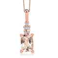 Premium Marropino Morganite and Diamond 0.90 ctw Ballerina Pendant Necklace in 18K Vermeil Rose Gold Over Sterling Silver 20 Inches - Sticky add to cart bar
