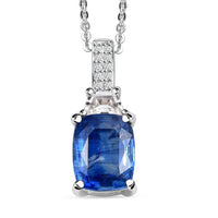 Kasmir Kyanite, White Zircon Pendant Necklace (20 Inches) in Rhodium Over Sterling Silver 3.10 ctw