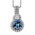 Certified & Appraised Rhapsody AAAA Santa Maria Aquamarine and E-F VS Diamond Pendant Necklace in 950 Platinum 18 Inches 1.16 ctw - Sticky add to cart bar
