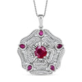 GP Italian Garden Collection Niassa Ruby (FF) and White Zircon 7.40 ctw Pendant Necklace in Rhodium Over Sterling Silver 20 Inches - Sticky add to cart bar