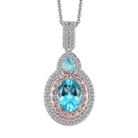 Betroka Blue Apatite, Multi Gemstone Pendant Necklace (20 Inches) in Rhodium Over Sterling Silver 2.25 ctw