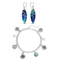 Abalone Shell Dangle Earrings and Freshwater Pearl Charm Anklet (9-11in) in Sterling Silver and Stainless Steel - Sticky add to cart bar