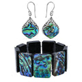 Abalone Shell Inlay, Resin Block Stretch Bracelet and Earrings in Sterling Silver - Sticky add to cart bar