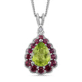 Hebei Peridot and Multi Gemstone 2.60 ctw Majestic Wall Pendant Necklace in Platinum and Rhodium Over Sterling Silver 18 Inches - Sticky add to cart bar