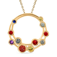 Multi Sapphire 1.20 ctw Bubbles Pendant Necklace 20 Inches in Vermeil Yellow Gold Over Sterling Silver