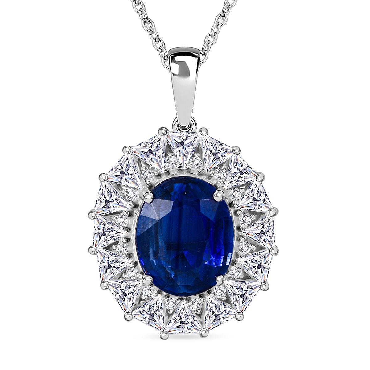 TLV Tangerine Kyanite, White Topaz Pendant Necklace (20 Inches) in Rhodium Over Sterling Silver 6.85 ctw