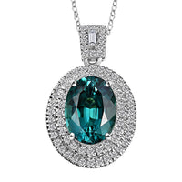 Certified & Appraised Rhapsody AAAA Lagoon Tourmaline and E-F VS Diamond 4.09 ctw Pendant Necklace in 950 Platinum 18 Inches