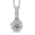 Moissanite 1.30 ctw Pendant in Rhodium Over Sterling Silver with Stainless Steel Necklace 20 Inches - Sticky add to cart bar