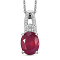 Niassa Ruby (FF) and White Zircon 3.00 ctw Pendant Necklace 20 Inches in Rhodium Over Sterling Silver - Sticky add to cart bar