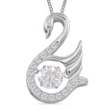Moissanite (Rnd 6mm) Swan Dancing Pendant Necklace (20 Inches) in Rhodium Over Sterling Silver 1.00 ctw - Sticky add to cart bar