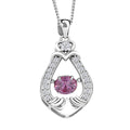 Pink and White Moissanite 1.00 ctw Heart Dancing Pendant Necklace in Rhodium Over Sterling Silver 20 Inches - Sticky add to cart bar