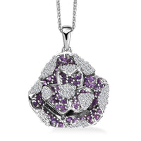 GP Italian Garden Collection African Amethyst and White Zircon 2.70 ctw Pendant Necklace in Rhodium Over Sterling Silver 20 Inches