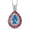 Certified & Appraised Rhapsody AAAA Santa Maria Aquamarine, Ouro Fino Rubellite and E-F VS Diamond 1.90 ctw Double Halo Pendant Necklace in 950 Platinum 18 Inches - Sticky add to cart bar