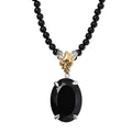 Epic Deal Thai Black Spinel Phoenix Pendant with Beaded Necklace (20 Inches) in 18K Vermeil YG and Rhodium Over Sterling Silver 109.60 ctw - Sticky add to cart bar