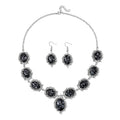 TLV Snowflake Jasper, Austrian Crystal Earrings and Necklace (20-22 Inches) in Silvertone 330.00 ctw - Sticky add to cart bar