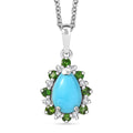 Sleeping Beauty Turquoise and Multi Gemstone 2.10 ctw Pendant in Rhodium Over Sterling Silver with Stainless Steel Necklace 20 Inches - Sticky add to cart bar