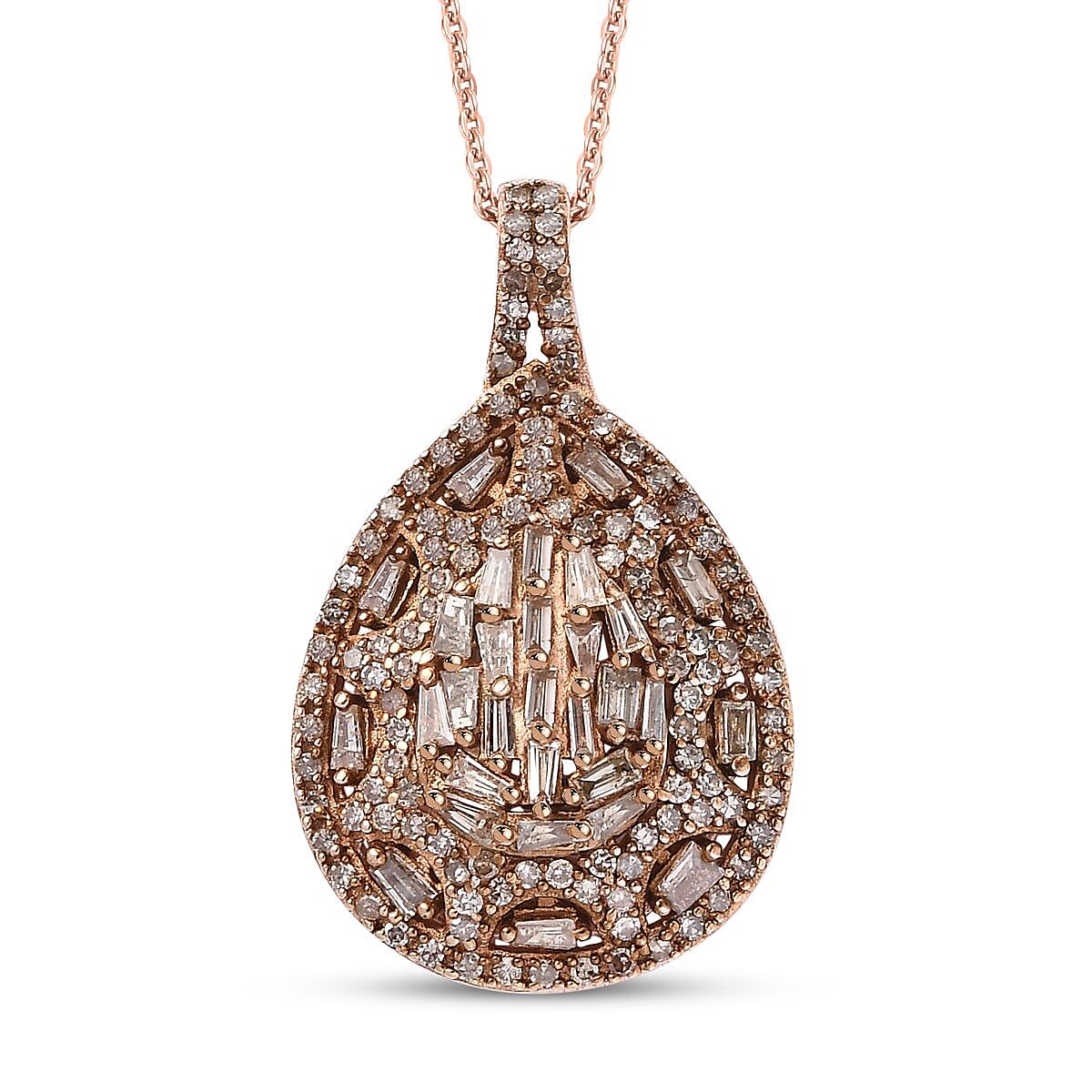 White Diamond 1.00 ctw Pendant Necklace in Rhodium Over Sterling Silver 20 Inches