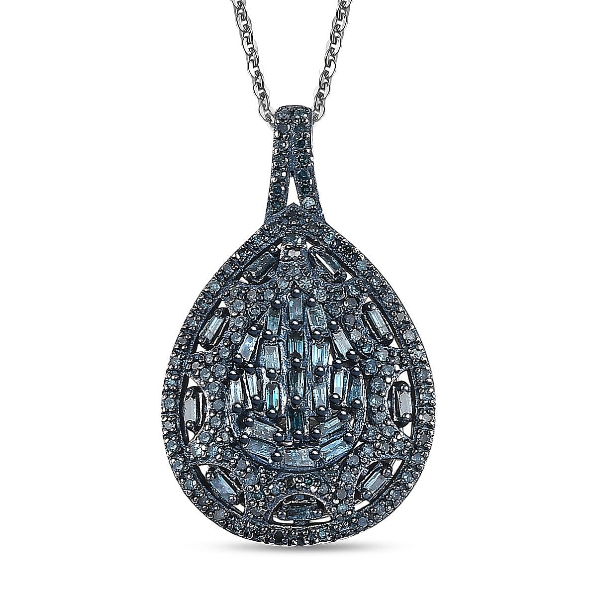 White Diamond 1.00 ctw Pendant Necklace in Rhodium Over Sterling Silver 20 Inches
