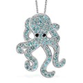 Madagascar Lagoon Apatite and Thai Black Spinel 2.80 ctw Octopus Pendant Necklace in Rhodium Over Sterling Silver 20 Inches - Sticky add to cart bar
