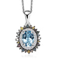 Santa Maria Aquamarine and Multi Diamond 1.50 ctw Ocean Blossom Pendant Necklace in Rhodium Over Sterling Silver 20 Inches - Sticky add to cart bar