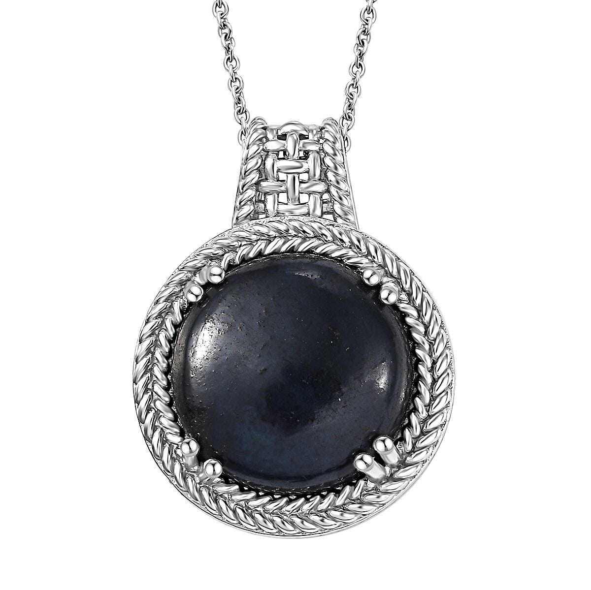Karis Vivianite 8.25 ctw Pendant in Platinum Bond with Stainless Steel Necklace 20 Inches