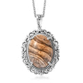 Karis Picture Jasper 23.00 ctw Pendant in Platinum Bond with Stainless Steel Necklace 20 Inches - Sticky add to cart bar