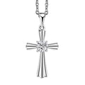Moissanite 0.50 ctw Pendant in Rhodium Over Sterling Silver with Stainless Steel Necklace 20 Inches - Sticky add to cart bar