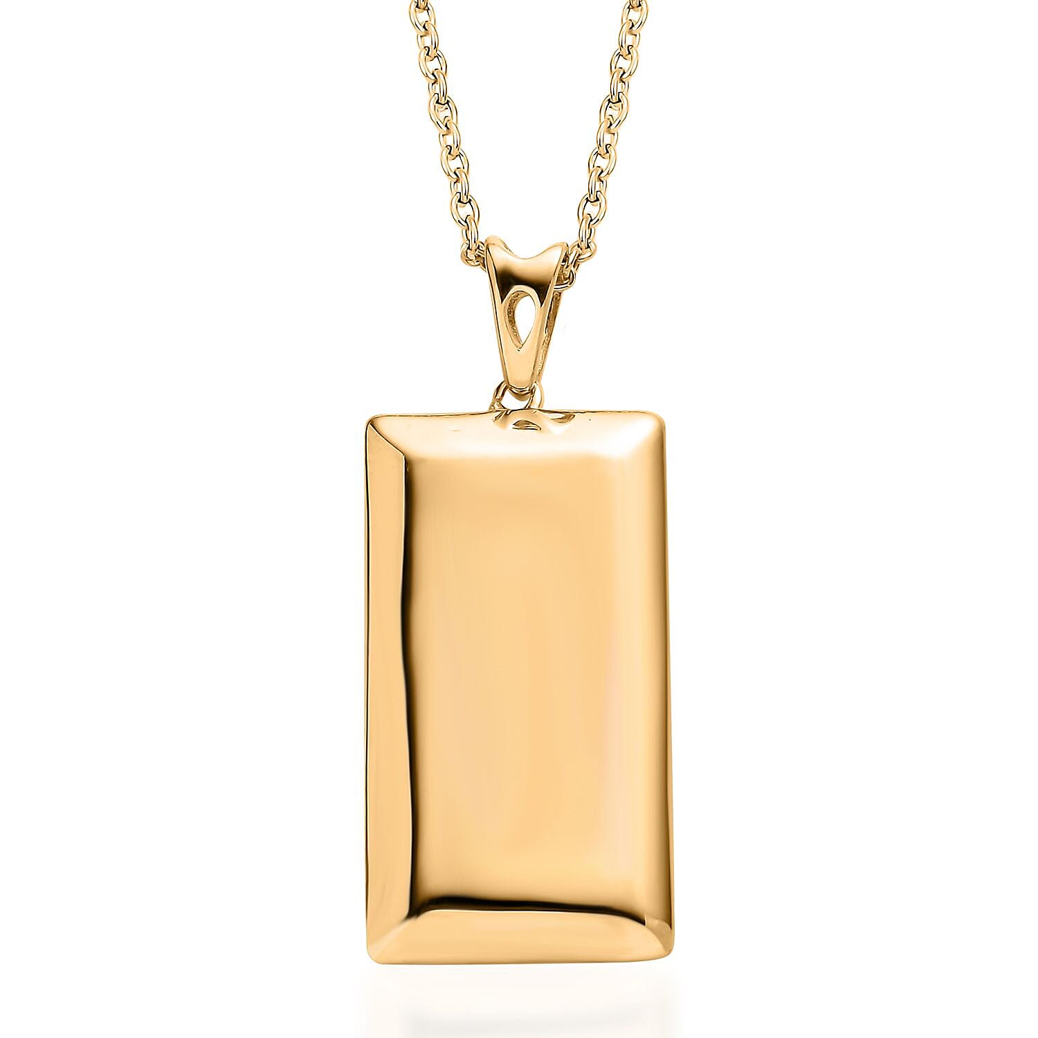 Bar Pendant Necklace 20 Inches in 18K Yellow Gold Plated Stainless Steel