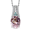 Certified & Appraised Rhapsody AAAA Pink Morganite, Paraiba Tourmaline, E-F VS Diamond 2.58 ctw Pendant Necklace 20 Inches in 950 Platinum - Sticky add to cart bar