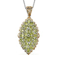 Hebei Peridot and Multi Gemstone 5.50 ctw Bunch of Flower Pendant Necklace in 18K Vermeil YG and Rhodium Over Sterling Silver 20 Inches - Sticky add to cart bar