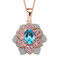 GP Italian Garden Collection Betroka Blue Apatite and Multi Gemstone 2.65 ctw Flower Pendant Necklace in 18K Vermeil Rose Gold Over Sterling Silver 20 Inches - Sticky add to cart bar
