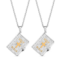 Set of 2 Bible Pendant Necklace in ION Plated YG and Steel 24 Inches