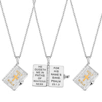 Set of 2 Bible Pendant Necklace in ION Plated YG and Steel 24 Inches
