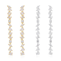Lustro Stella Finest CZ Mixed Shapes Set of 2 Earrings in 14K YG and Rhodium Over Sterling Silver 26.00 ctw