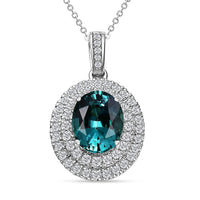 Certified & Appraised Rhapsody AAAA Lagoon Tourmaline and Diamond 3.60 ctw E-F VS Pendant Necklace in 950 Platinum 18 Inches 4.80 Grams