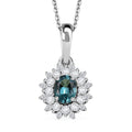 Premium Lagoon Tourmaline and Moissanite 0.70 ctw Ocean Dawn Pendant Necklace in Rhodium Over Sterling Silver 20 Inches - Sticky add to cart bar