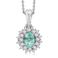 Premium Boyaca Colombian Emerald and Moissanite 0.70 ctw Ocean Dawn Pendant Necklace in Rhodium Over Sterling Silver 20 Inches - Sticky add to cart bar
