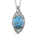 Karis Mojave Blue Turquoise 13.70 ctw Pendant in Platinum Bond with Stainless Steel Necklace 20 Inches - Sticky add to cart bar