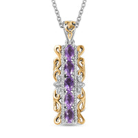 Karis African Amethyst, White Zircon Pendant in 18K YG Plated and Platinum Bond with Stainless Steel Necklace (20 Inches) 1.20 ctw
